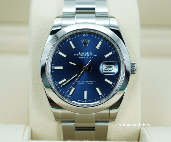 Rolex 126300 DATEJUST 41 BLUE STICK DIAL OYSTER BAND 2024 WARRANTY FULL SET