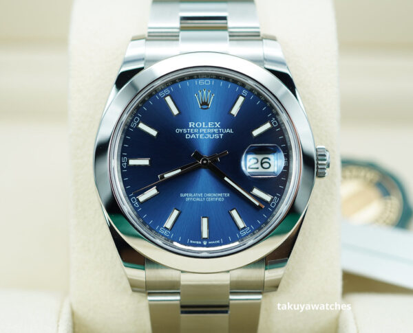 BRAND NEW Rolex 126300 DATEJUST 41 BLUE STICK DIAL OYSTER BAND 2024 COMPLETE SET