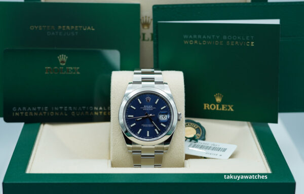 BRAND NEW Rolex 126300 DATEJUST 41 BLUE STICK DIAL OYSTER BAND 2024 COMPLETE SET - Image 2