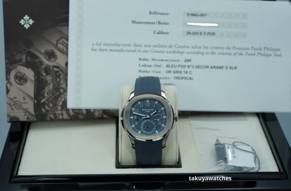 BRAND NEW Patek PHILIPPE 5164G AQUANAUT TRAVEL TIME 18K WHITE GOLD BLUE DIAL 2024 FULL SET - Image 2