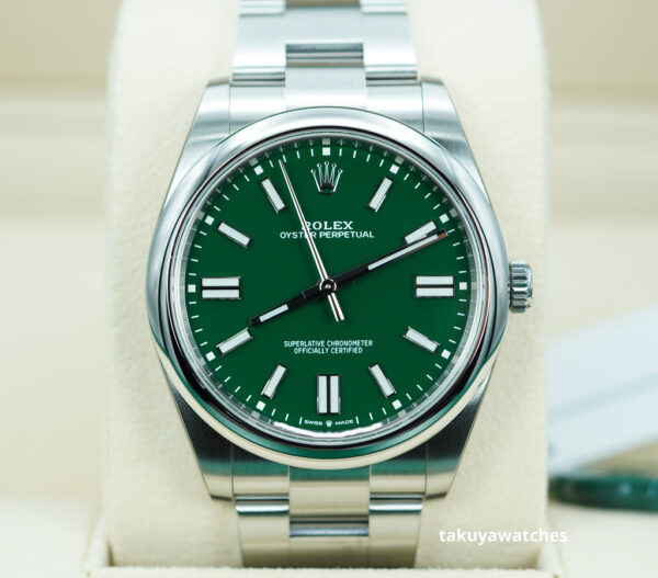 BRAND NEW Rolex 124300 OYSTER PERPETUAL 41 GREEN DIAL STICKERS COMPLETE SET