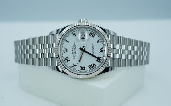 Rolex 126234 DATEJUST 36 FLUTED BEZEL WHITE ROMAN DIAL JUBILEE 2024 FULL SET - Image 9