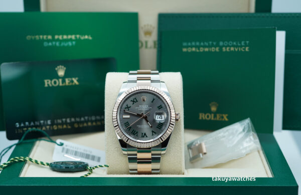 Rolex 126331 DATEJUST 41 18K ROSE GOLD STEEL WIMBLEDON DIAL 2024 FULL SET - Image 2