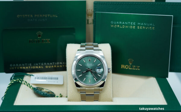 Rolex 126300 DATEJUST 41 MINT GREEN DIAL OYSTER BAND 2023 WARRANTY FULL SET - Image 2