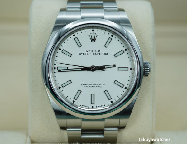 Rolex 114300 OYSTER PERPETUAL NO DATE WHITE DIAL 39MM 2019 BOXES PAPERS