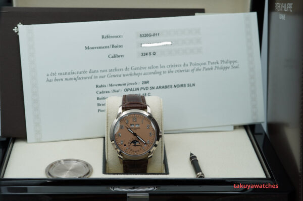 Patek PHILIPPE 5320G PERPETUAL CALENDAR WHITE GOLD SALMON DIAL 2023 FULL SET - Image 2