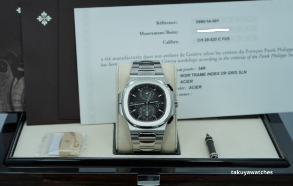 BRAND NEW Patek PHILIPPE 5990/1A NAUTILUS STEEL CHRONOGRAPH TRAVEL TIME GREY DIAL 2020 FULL SET - Image 2