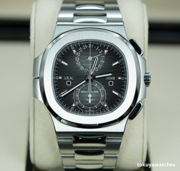 BRAND NEW Patek PHILIPPE 5990/1A NAUTILUS STEEL CHRONOGRAPH TRAVEL TIME GREY DIAL 2020 FULL SET