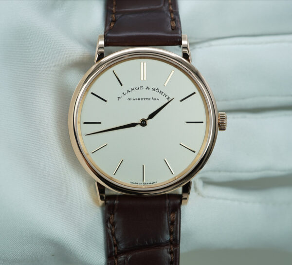 A. Lange & Sohne 201.033 SAXONIA THIN 18K ROSE GOLD SILVER DIAL 2021 FULL SET