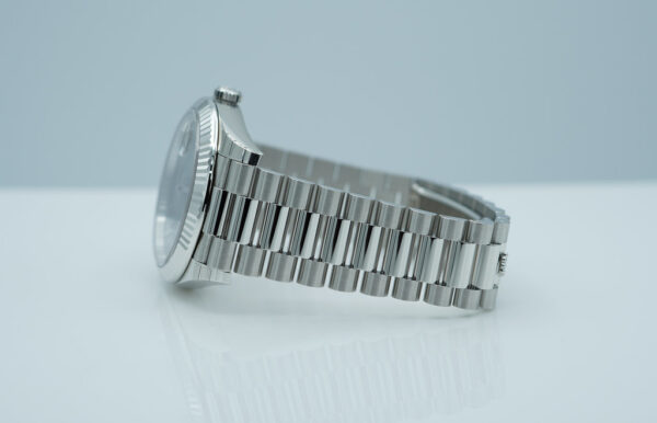 MINT Rolex 228236 DAY DATE PLATINUM FLUTED BEZEL ARABIC GREEN DIAL 2024 RARE FULL SET - Image 5