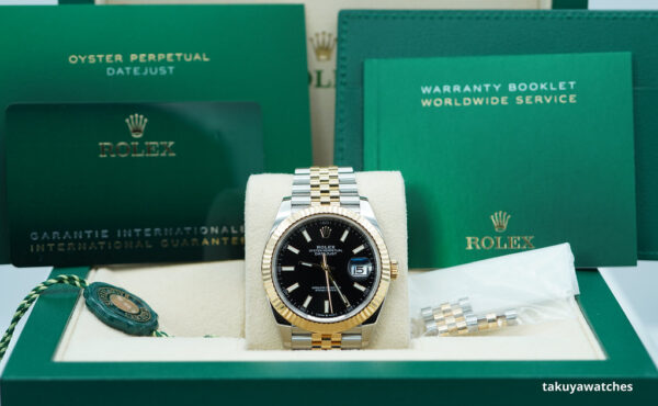 Rolex 126333 DATEJUST 41 YELLOW GOLD STEEL BLACK DIAL JUBILEE 2023 WARRANTY FULL SET - Image 2
