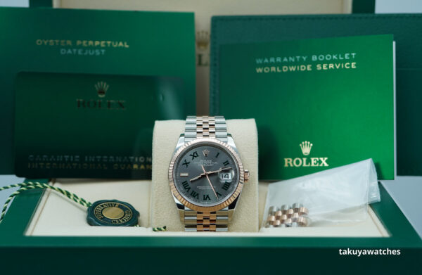 Rolex 126231 DATEJUST 36 ROSE GOLD STEEL WIMBLEDON DIAL JUBILEE 2023 FULL SET - Image 2