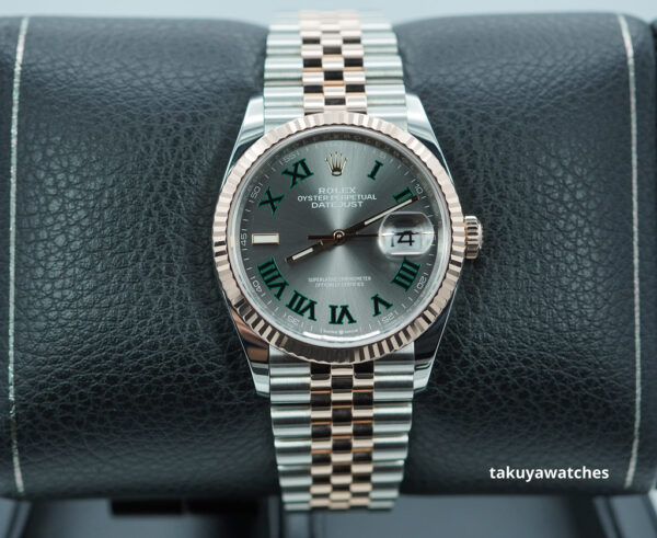 Rolex 126231 DATEJUST 36 ROSE GOLD STEEL WIMBLEDON DIAL JUBILEE 2023 FULL SET