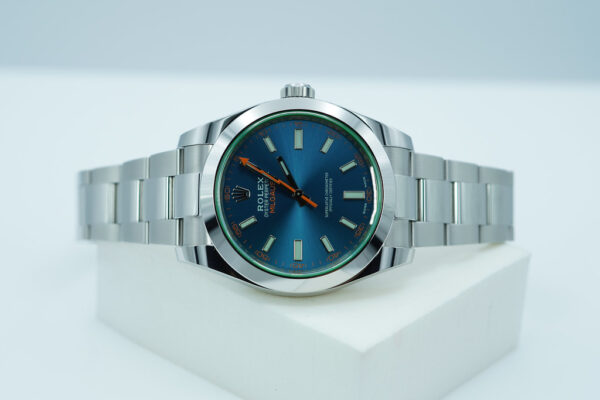 Rolex 116400GV MILGAUSS GREEN CRYSTAL Z BLUE DIAL 2021 COMPLETE SET - Image 10