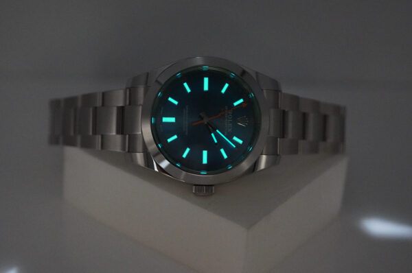 Rolex 116400GV MILGAUSS GREEN CRYSTAL Z BLUE DIAL 2021 COMPLETE SET - Image 11