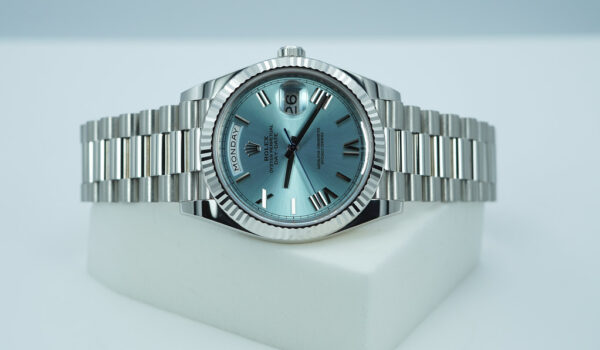 Rolex 228236 DAY DATE PLATINUM FLUTED BEZEL ICE BLUE ROMAN DIAL 2023 FULL SET - Image 10