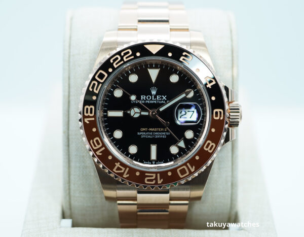 Rolex 126715CHNR GMT MASTER II ROSE GOLD ROOTBEER CERAMIC 2019 COMPLETE SET