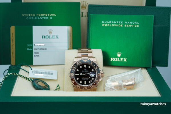 Rolex 126715CHNR GMT MASTER II ROSE GOLD ROOTBEER CERAMIC 2019 COMPLETE SET - Image 2