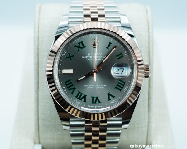 Rolex 126331 DATEJUST 41 ROSE GOLD STEEL WIMBLEDON DIAL JUBILEE BAND 2022 FULL SET