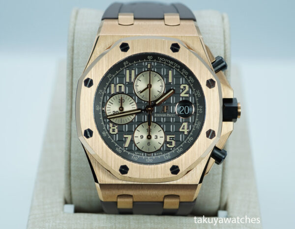 Audemars PIGUET ROYAL OAK OFFSHORE 18K ROSE GOLD RHODIUM DIAL 26470OR FULL SET