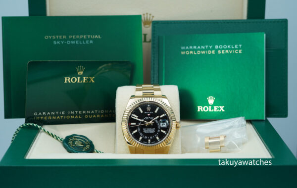 Rolex 326938 SKY-DWELLER 18K YELLOW GOLD BLACK STICK DIAL 2021 FULL SET - Image 2