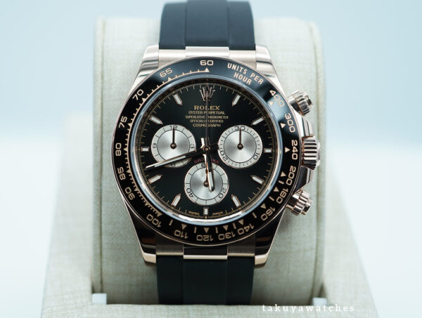 Rolex 126515LN DAYTONA ROSE GOLD OYSTERFLEX BLACK SUNDUST DIAL 2024 FULL SET