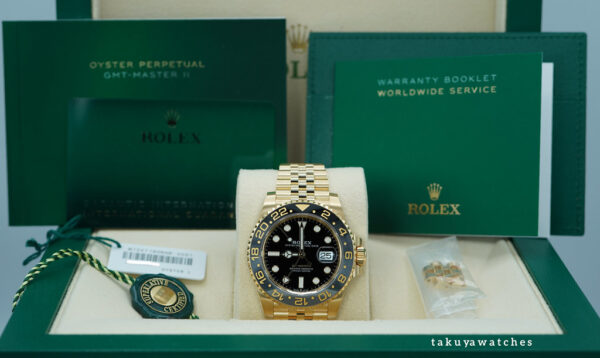 Rolex 126718GRNR GMT MASTER 2 YELLOW GOLD GREY BLACK BEZEL JUBILEE BAND 2023 FULL SET - Image 2