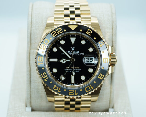 Rolex 126718GRNR GMT MASTER 2 YELLOW GOLD GREY BLACK BEZEL JUBILEE BAND 2023 FULL SET