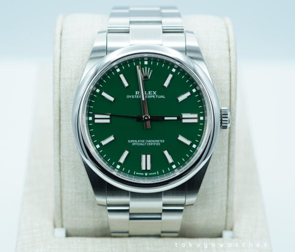 Rolex 124300 OYSTER PERPETUAL 41 GREEN DIAL RSC SERVICED WARRANTY BOX CARD