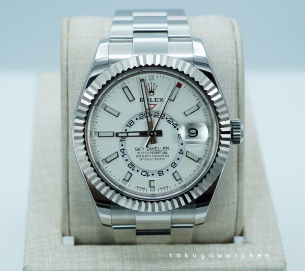 Rolex 326934 SKY-DWELLER WHITE DIAL OYSTER BAND 2020 WARRANTY COMPLETE SET