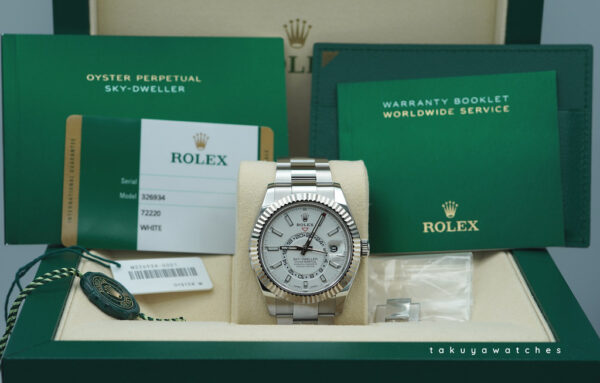 Rolex 326934 SKY-DWELLER WHITE DIAL OYSTER BAND 2020 WARRANTY COMPLETE SET - Image 2