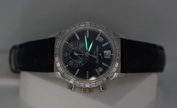 Patek PHILIPPE 5961P PLATINUM ANNUAL CALENDAR CHRONOGRAPH BAGUETTE DIAMOND 2023 FULL SET - Image 11