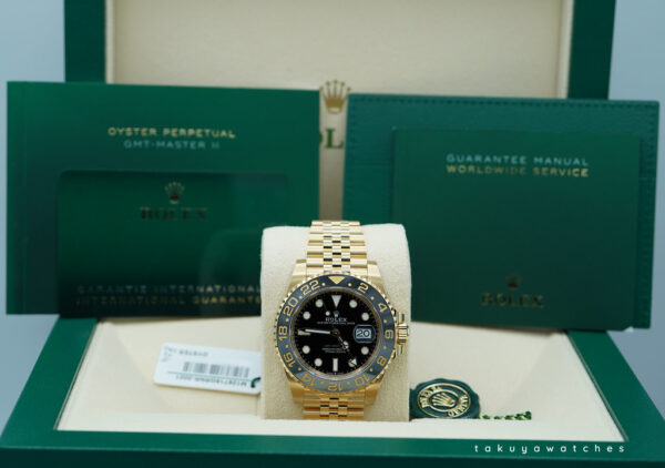 BRAND NEW Rolex 126718GRNR GMT MASTER 2 YELLOW GOLD GREY BLACK BEZEL JUBILEE BAND 2024 FULL SET - Image 2