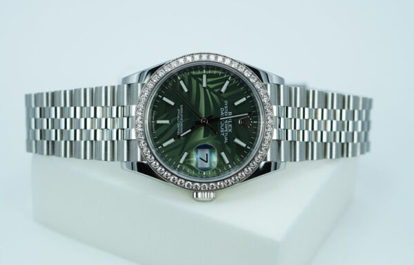 Rolex 126284RBR DATEJUST 36 PALM DIAL DIAMOND BEZEL JUBILEE BAND 2022 FULL SET - Image 9