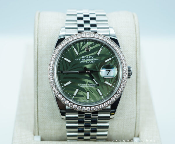 Rolex 126284RBR DATEJUST 36 PALM DIAL DIAMOND BEZEL JUBILEE BAND 2022 FULL SET