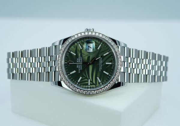 Rolex 126284RBR DATEJUST 36 PALM DIAL DIAMOND BEZEL JUBILEE BAND 2022 FULL SET - Image 10