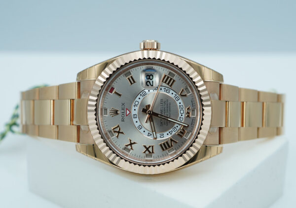 Rolex 326935 SKY-DWELLER 18K ROSE GOLD SUNDUST ROMAN DIAL 2016 FULL SET - Image 10