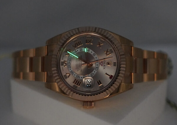 Rolex 326935 SKY-DWELLER 18K ROSE GOLD SUNDUST ROMAN DIAL 2016 FULL SET - Image 11