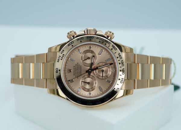 Rolex 116505 DAYTONA 18K ROSE GOLD PINK BAGUETTE DIAMOND DIAL 2018 FULL SET - Image 10