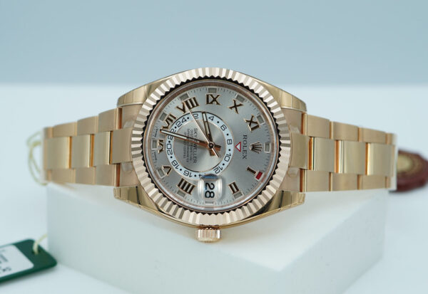 Rolex 326935 SKY-DWELLER 18K ROSE GOLD SUNDUST ROMAN DIAL 2016 FULL SET - Image 9