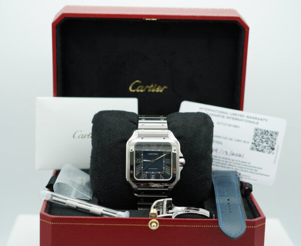 Cartier SANTOS DE CARTIER LARGE MODEL AUTOMATIC BLUE DIAL WSSA0030 FULL SET - Image 2