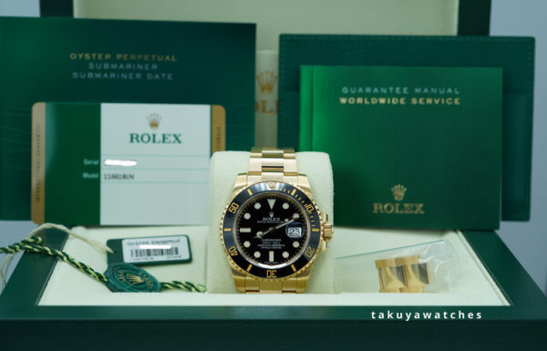 Rolex 116618LN SUBMARINER 18K YELLOW GOLD BLACK DIAL 40MM 2016 FULL SET - Image 2