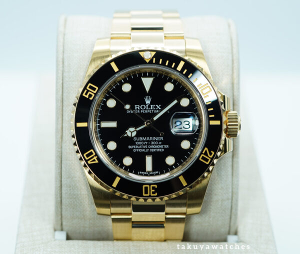 Rolex 116618LN SUBMARINER 18K YELLOW GOLD BLACK DIAL 40MM 2016 FULL SET