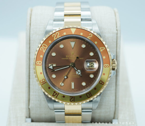 Rolex 16713 GMT MASTER 2 TWO TONE ROOTBEER BROWN DIAL 2005 RSC SERVICED