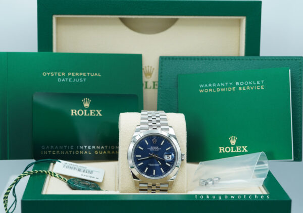 Rolex 126300 DATEJUST 41 BLUE STICK DIAL JUBILEE BAND 2024 FULL SET - Image 2