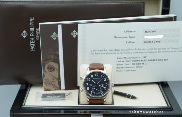 Patek PHILIPPE 5524G PILOT TRAVEL TIME WHITE GOLD BLUE DIAL 2023 NEW MOVEMENT FULL SET - Image 2