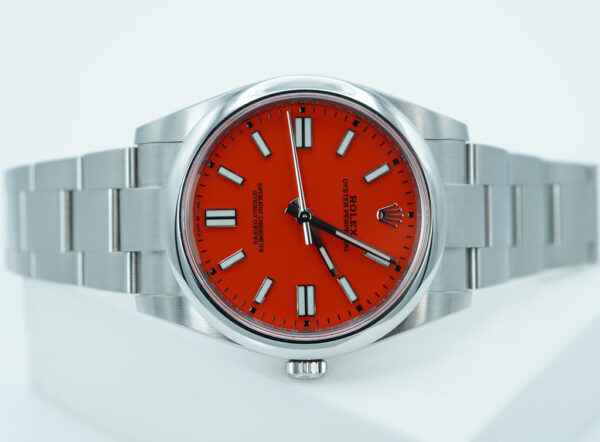 Rolex 124300 OYSTER PERPETUAL 41 CORAL RED DIAL 2021 WARRANTY FULL SET - Image 9