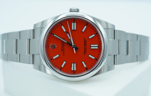 Rolex 124300 OYSTER PERPETUAL 41 CORAL RED DIAL 2021 WARRANTY FULL SET - Image 10