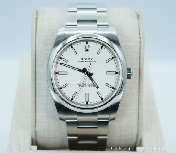 NEW Rolex 114200 OYSTER PERPETUAL 34MM WHITE STICK DIAL 2020 WARRANTY FULL SET