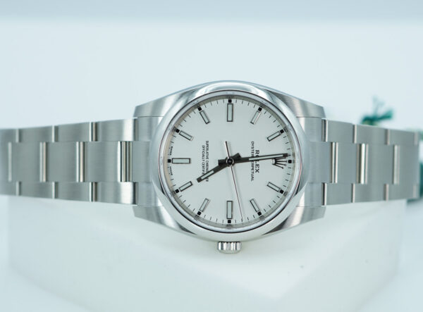 NEW Rolex 114200 OYSTER PERPETUAL 34MM WHITE STICK DIAL 2020 WARRANTY FULL SET - Image 9